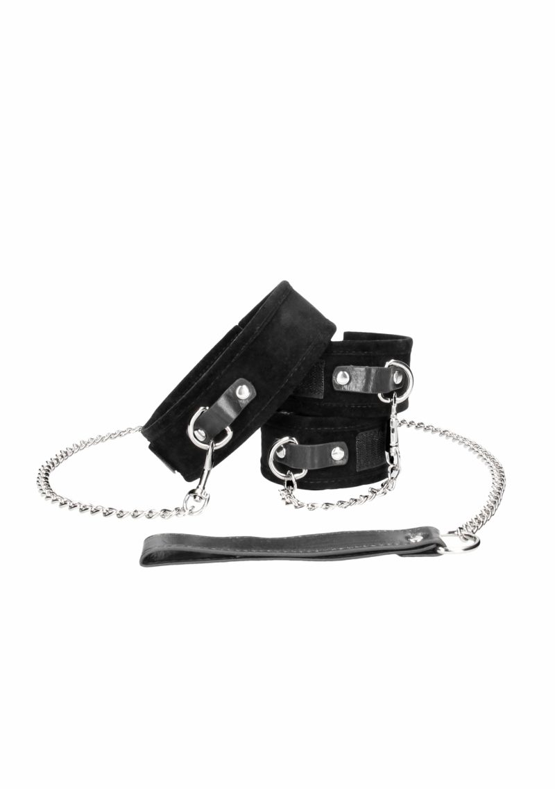 Ouch! Black & White - Verstelbare halsband en handboeien set