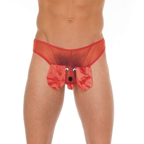 Amorable by Rimba - Doorzichtige string met hondenkop - One Size - Rood