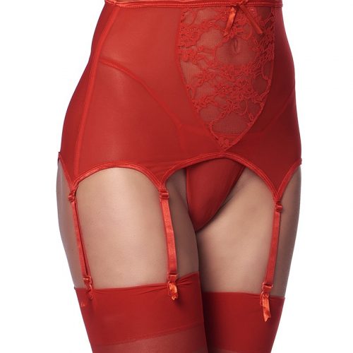 Amorable by Rimba - Jarretel met G-string en Kousen - Rood