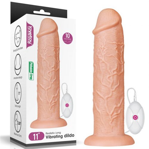 LoveToy - Realistic Long Vibrerende Dildo 28 cm - Nude