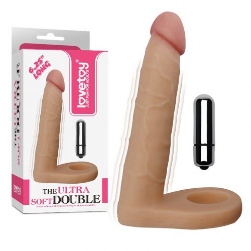 LoveToy - The Ultra Soft Double Vibrerende Dildo 16 cm - Nude