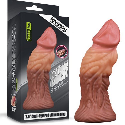 LoveToy - Dildo met Aderen 18 cm - Nude/Bruin