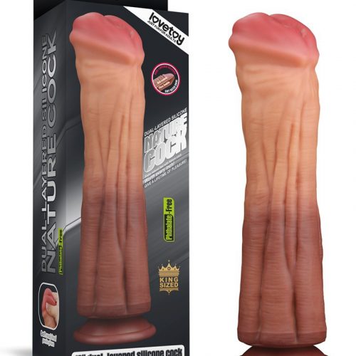 LoveToy - Dildo met Aderen 30 cm - Nude/Bruin