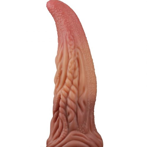 LoveToy - Dildo met Tong 25.4 cm - Nude/Bruin