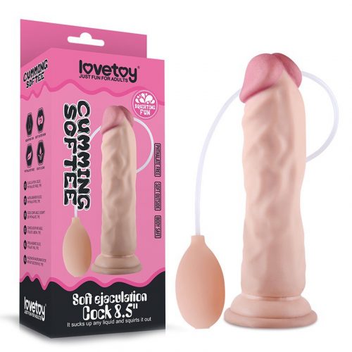 LoveToy - Soft Ejaculation Cock 21 cm - Squirting Dildo - Nude