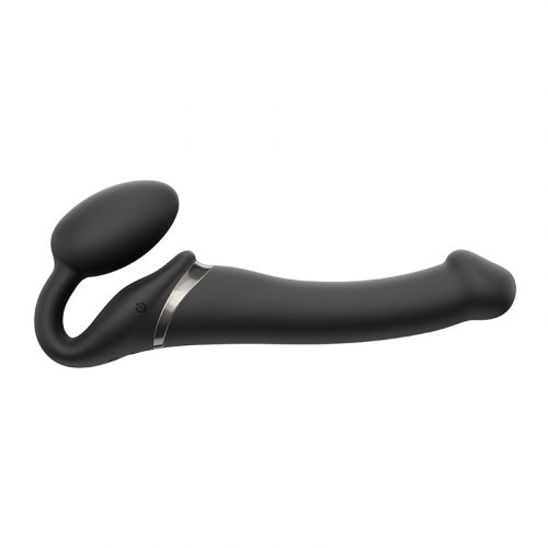 Strap-On-Me - Buigbare Strap-On Vibrator met Afstandsbediening Maat M - Zwart