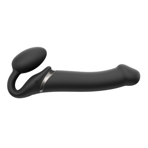 Strap-On-Me - Buigbare Strap-On Vibrator met Afstandsbediening Maat L - Zwart