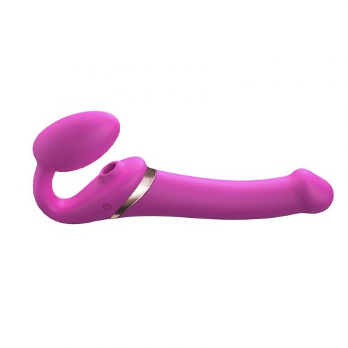 Strap-On-Me - Multi Orgasm - Strap-On Vibrator met Lik Stimulator Maat M - Roze