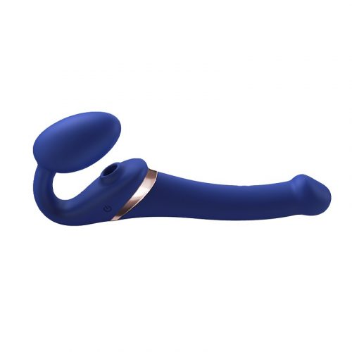 Strap-On-Me - Multi Orgasm - Strap-On Vibrator met Lik Stimulator Maat S - Blauw