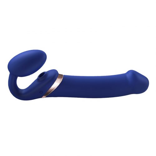 Strap-On-Me - Multi Orgasm - Strap-On Vibrator met Lik Stimulator Maat XL - Blauw