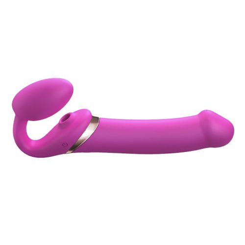 Strap-On-Me - Multi Orgasm - Strap-On Vibrator met Lik Stimulator Maat XL - Roze