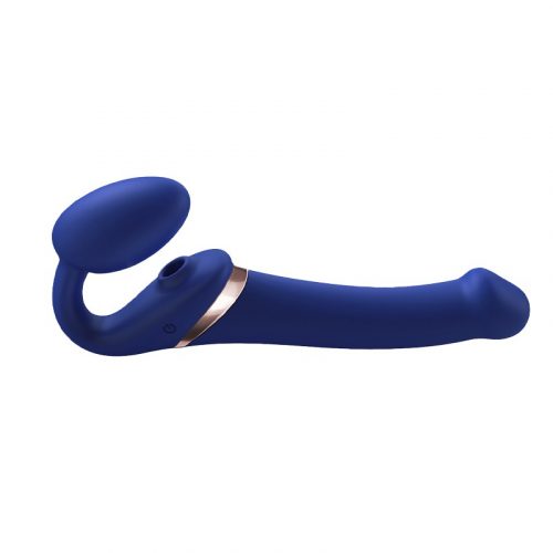 Strap-On-Me - Multi Orgasm - Strap-On Vibrator met Lik Stimulator Maat M - Blauw