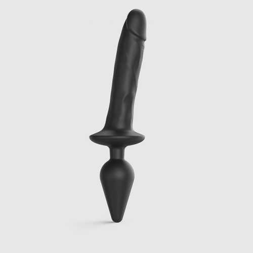 Strap-On-Me - Realistische Switch Plug-In - 2-in-1 Dildo & Butt Plug Maat XXL - Zwart