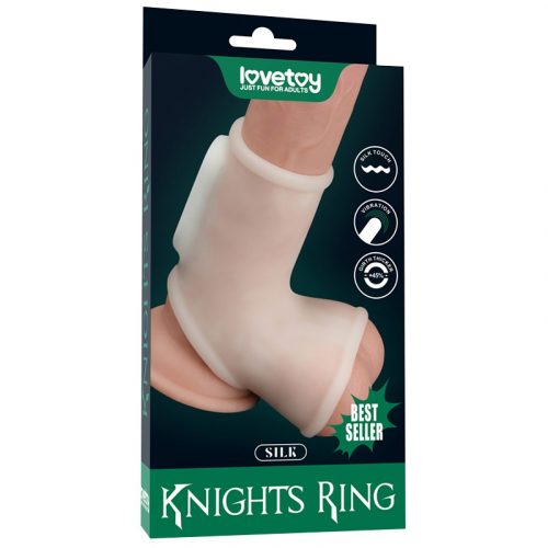 LoveToy - Silk Knights Ring - Vibrerende Penis Sleeve - Wit