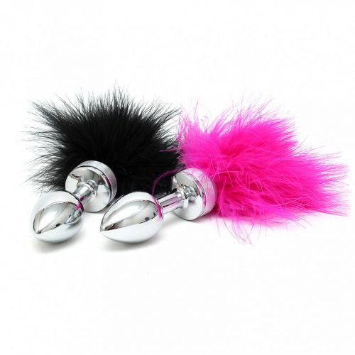 Rimba - Buttplug KLEIN met roze veer (unisex)