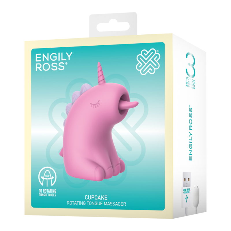 ER - Cupcake Unicorn - 360° Roterende Tong Massage - Roze - Afbeelding 12