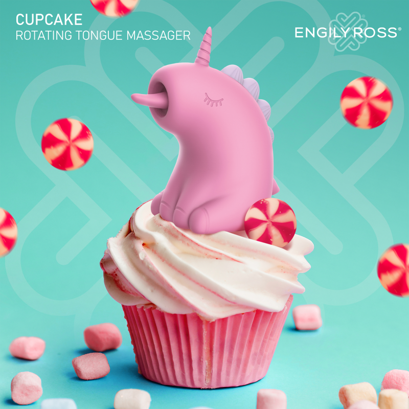 ER - Cupcake Unicorn - 360° Roterende Tong Massage - Roze - Afbeelding 10