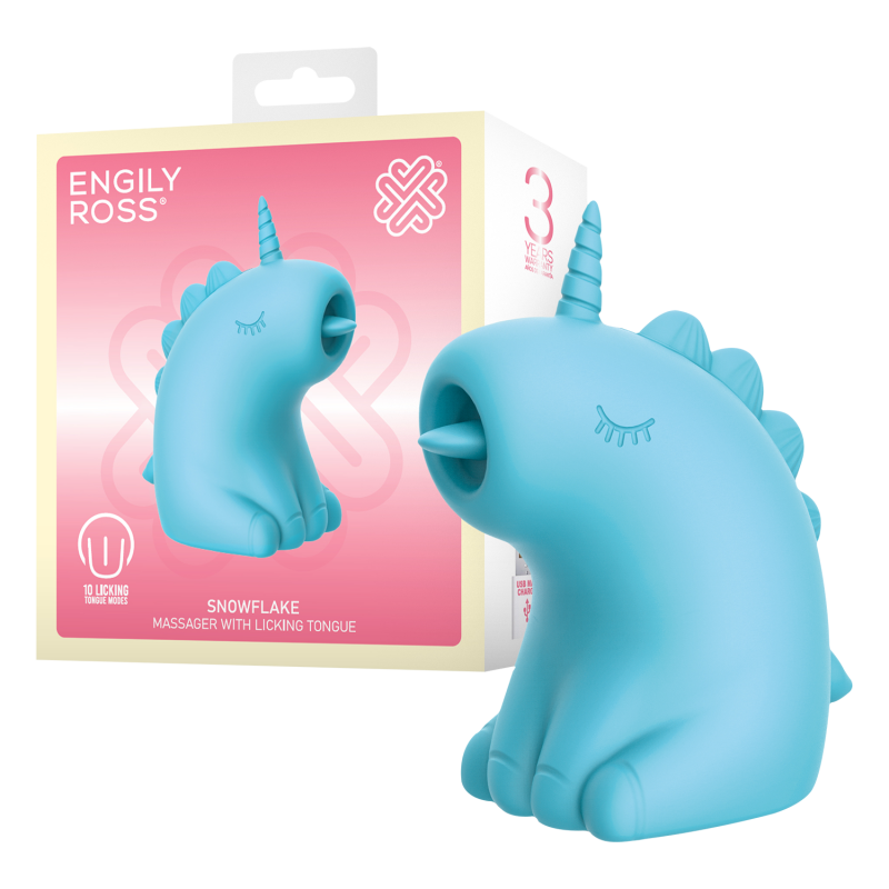 ER - Snowflake Unicorn - Massager met Likkende Tong - Blauw - Afbeelding 11