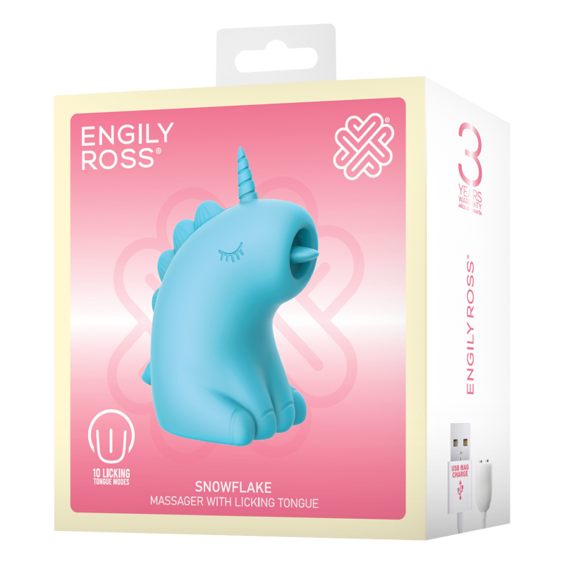 ER - Snowflake Unicorn - Massager met Likkende Tong - Blauw - Afbeelding 12