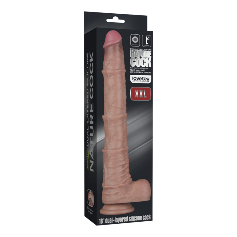 LoveToy - Nature Cock - 16" Dual Layered Bendable Cock XXL -Nude - Afbeelding 4