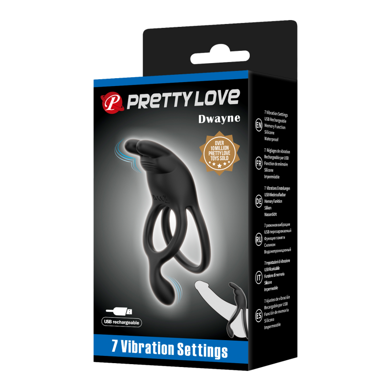 Pretty Love - Seth - Vibrerende penisring - Zwart - Afbeelding 2