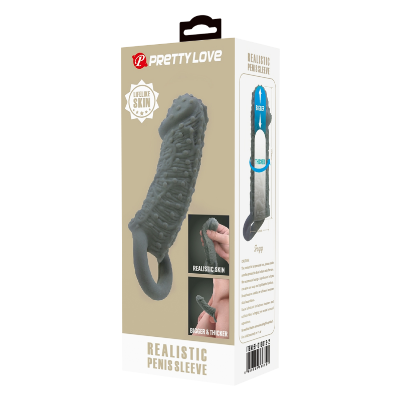 Pretty Love - Fogg - Realistische Penis Sleeve - Donkergrijs - Afbeelding 2