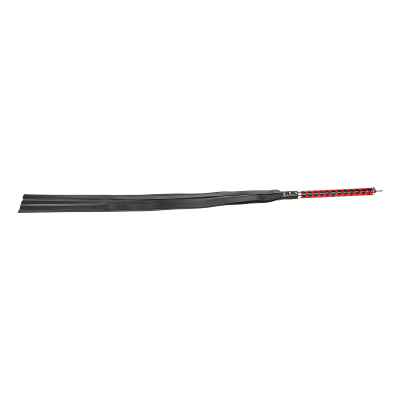 RISE - Lange Flogger (zachte staarten) - Zwart/Rood - Afbeelding 2