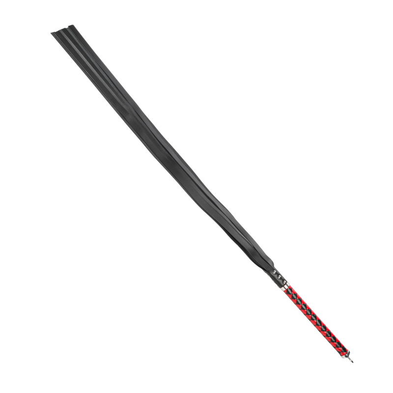 RISE - Lange Flogger (zachte staarten) - Zwart/Rood - Afbeelding 3