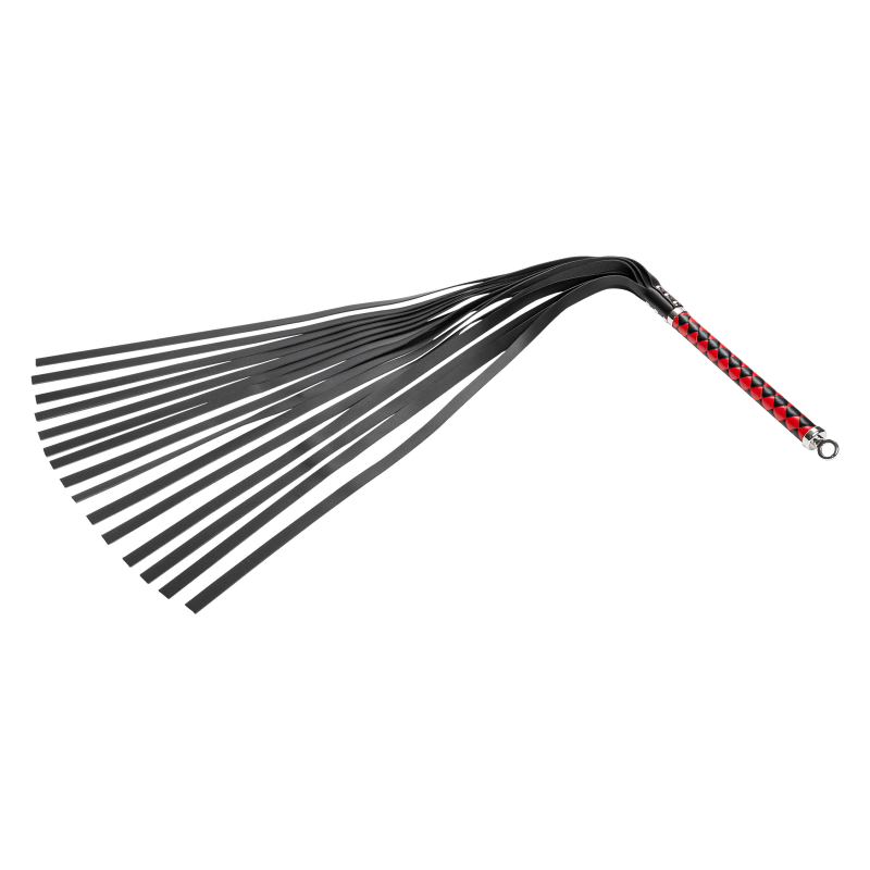 RISE - Lange Flogger (zachte staarten) - Zwart/Rood - Afbeelding 5