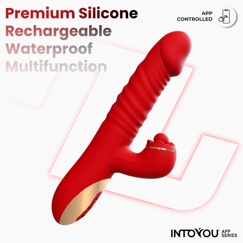 IY - Ascen - Rabbit Vibrator - Stuwende en zwaaiende vibrator met app - Rood - Afbeelding 7