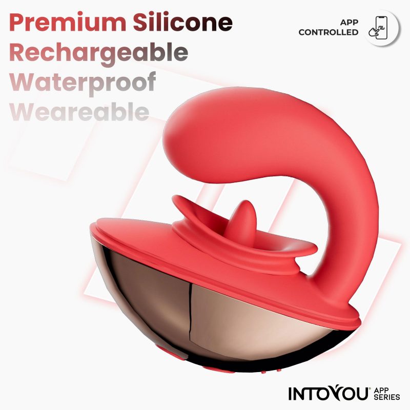 IY - Rondy - Clirotal Vibrator & Lik Tong met App - Rood - Afbeelding 7