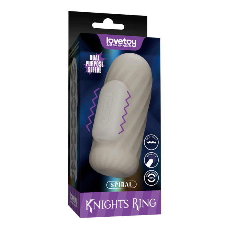 LoveToy - Knights Ring - Vibrerende Dual Purpose Sleeve - Spiraal - Wit - Afbeelding 2