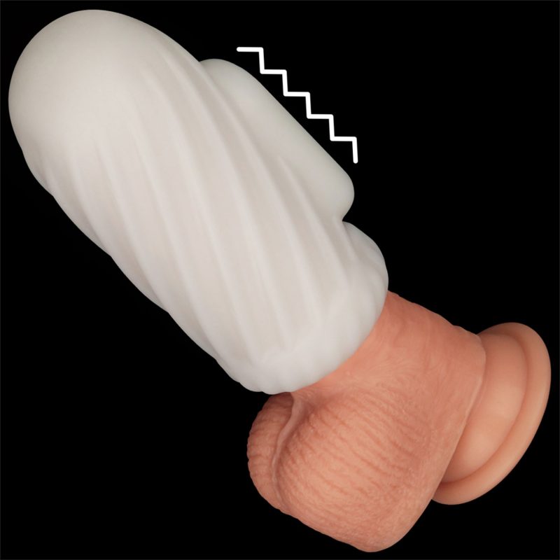 LoveToy - Knights Ring - Vibrerende Dual Purpose Sleeve - Spiraal - Wit - Afbeelding 10