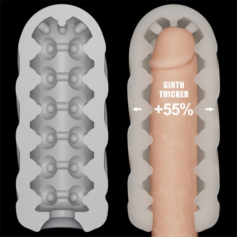 LoveToy - Knights Ring - Vibrerende Dual Purpose Sleeve - Spiraal - Wit - Afbeelding 9