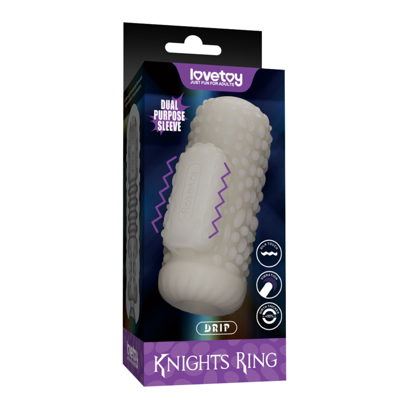 LoveToy - Knights Ring - Vibrerende Dual Purpose Sleeve - Drip - Wit - Afbeelding 2