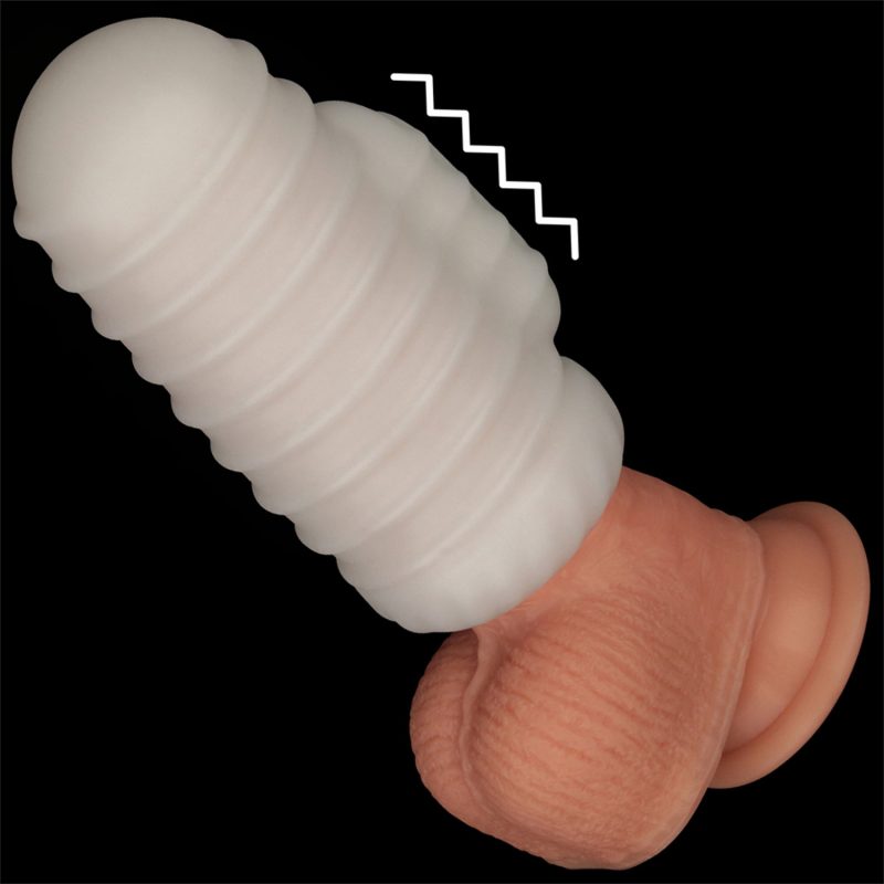 LoveToy - Knights Ring - Vibrerende Dual Purpose Sleeve - Golvend - Wit - Afbeelding 10