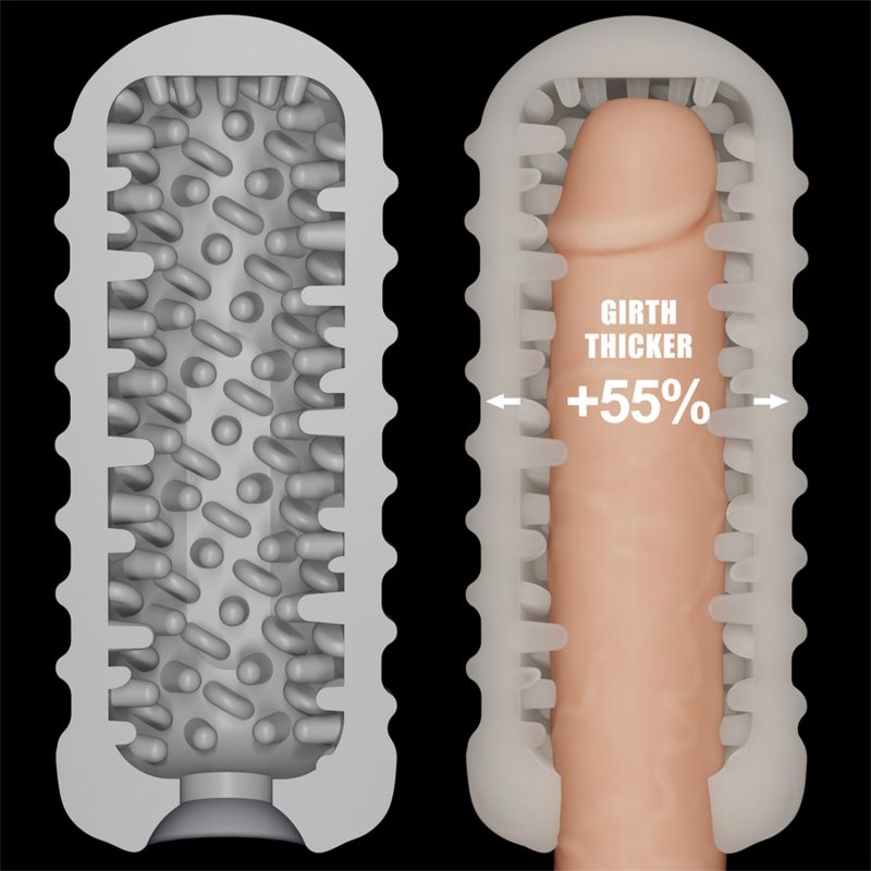 LoveToy - Knights Ring - Vibrerende Dual Purpose Sleeve - Golvend - Wit - Afbeelding 9