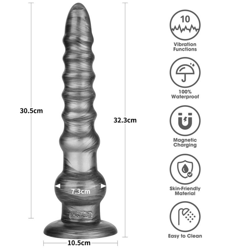 LoveToy - Kingsize Vibrerende Vibrax Slider 32 cm - Zilver - Afbeelding 3