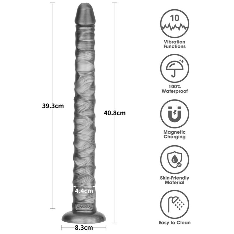 LoveToy - Kingsize Vibrerende Vibrax Slider 40,5 cm - Zilver - Afbeelding 12
