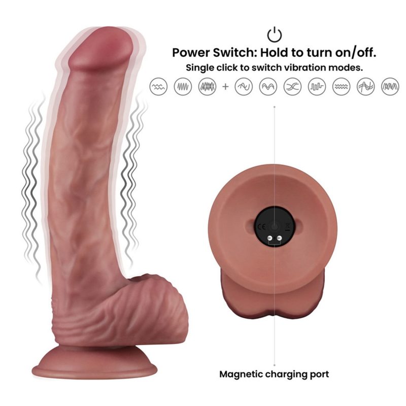 LoveToy - Power Cock 23 cm - Vibrerend Dual Desinty - Nude - Afbeelding 12