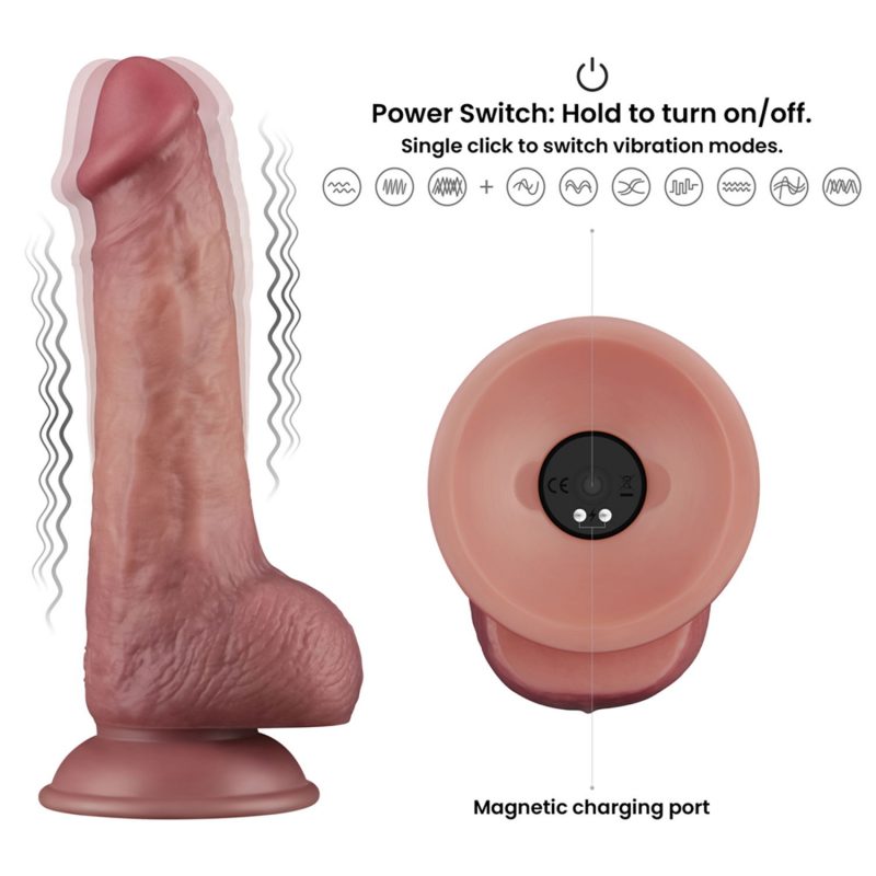 LoveToy - Power Cock 21,5 cm - Vibrerend Dual Desinty - Nude - Afbeelding 9