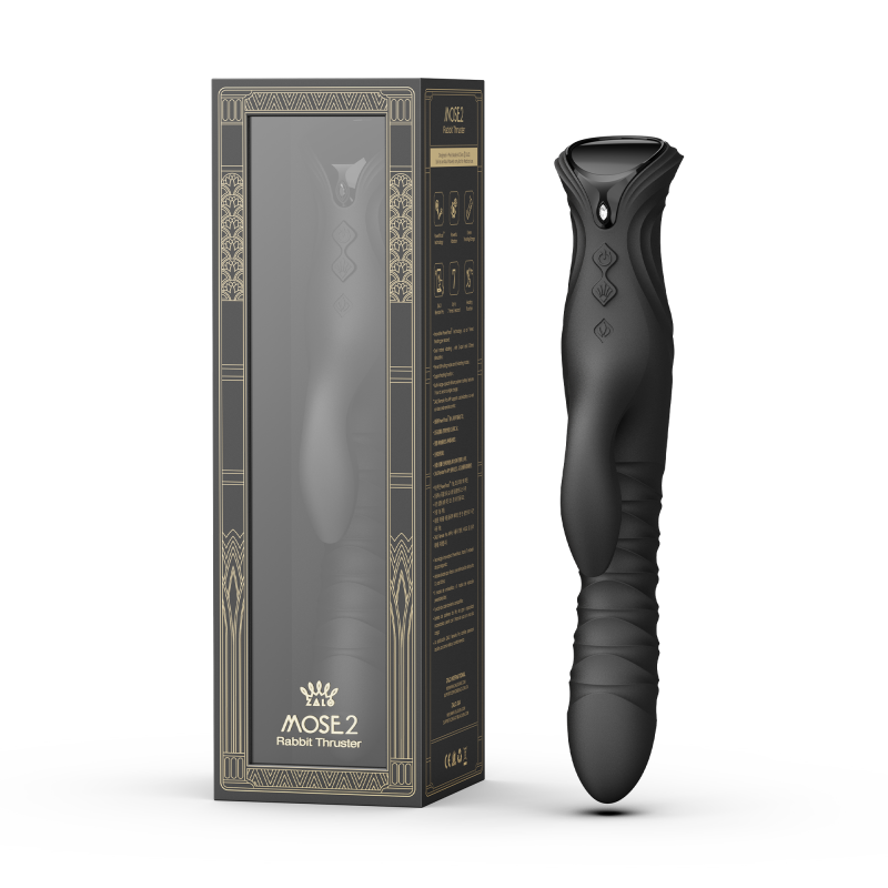 ZALO- Mose 2 - Rabbit Thrusting Vibrator - Zwart - Afbeelding 2