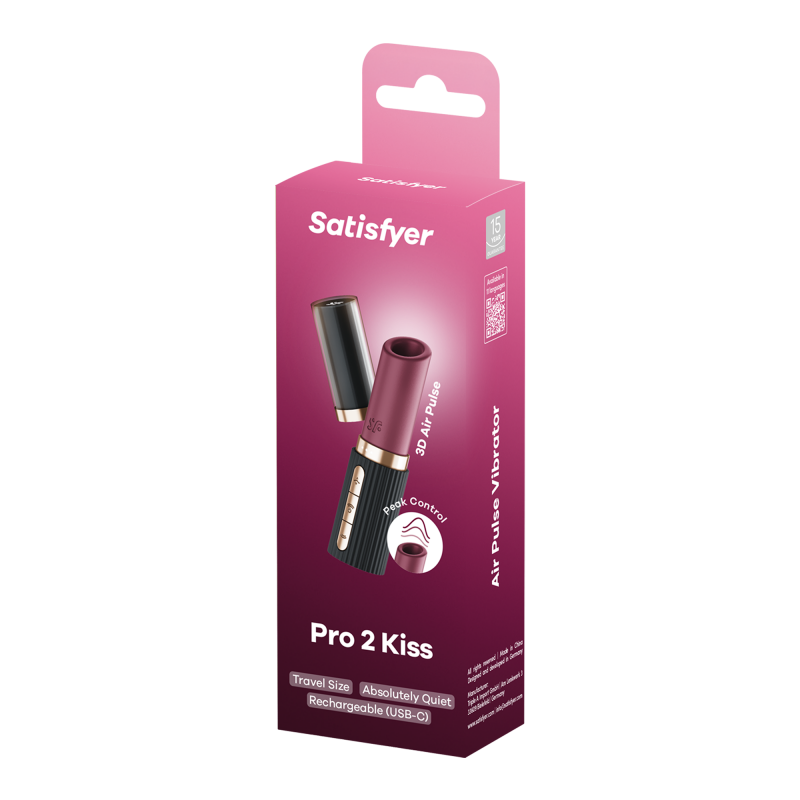Satisfyer - Pro 2 Kiss - 3D Air Pulse Lipstick Vibrator - Zwart - Afbeelding 3