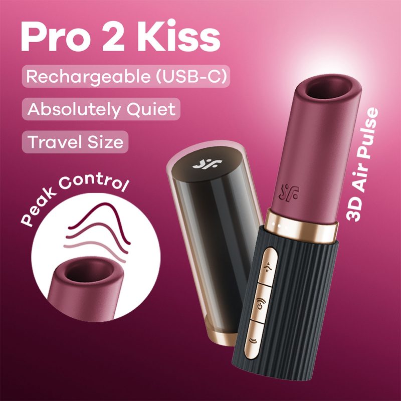 Satisfyer - Pro 2 Kiss - 3D Air Pulse Lipstick Vibrator - Zwart - Afbeelding 9