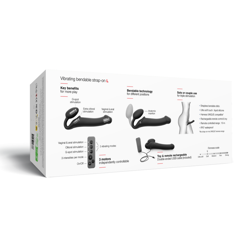 Strap-On-Me - Buigbare Strap-On Vibrator met Afstandsbediening Maat XL - Zwart - Afbeelding 8