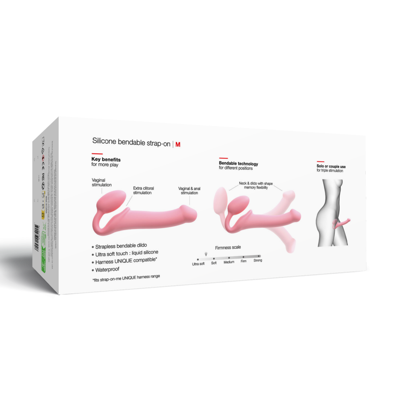 Strap-On-Me - Semi-Realistische Buigbare Strap-On Dildo Maat M - Roze - Afbeelding 4