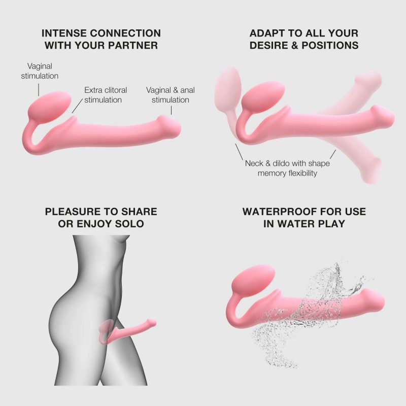 Strap-On-Me - Semi-Realistische Buigbare Strap-On Dildo Maat S - Roze - Afbeelding 5