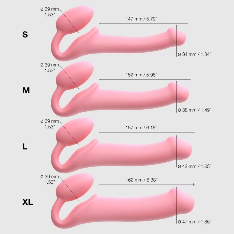 Strap-On-Me - Semi-Realistische Buigbare Strap-On Dildo Maat S - Roze - Afbeelding 6
