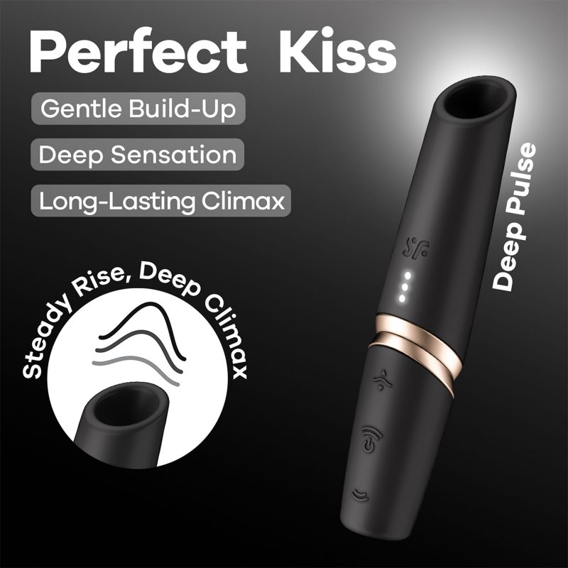 Satisfyer - Perfect Kiss - 3D Luchtpuls Lippenstift Vibrator - Zwart - Afbeelding 8