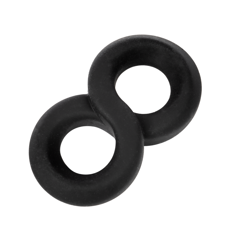 Rimba Bondage Play - Siliconen 8-vormige ring - Zwart - Afbeelding 2